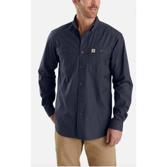 Carhartt Rugged Flex Long Sleeve Work Shirt in Navy Sz 4XL - Picture 1 of 9
